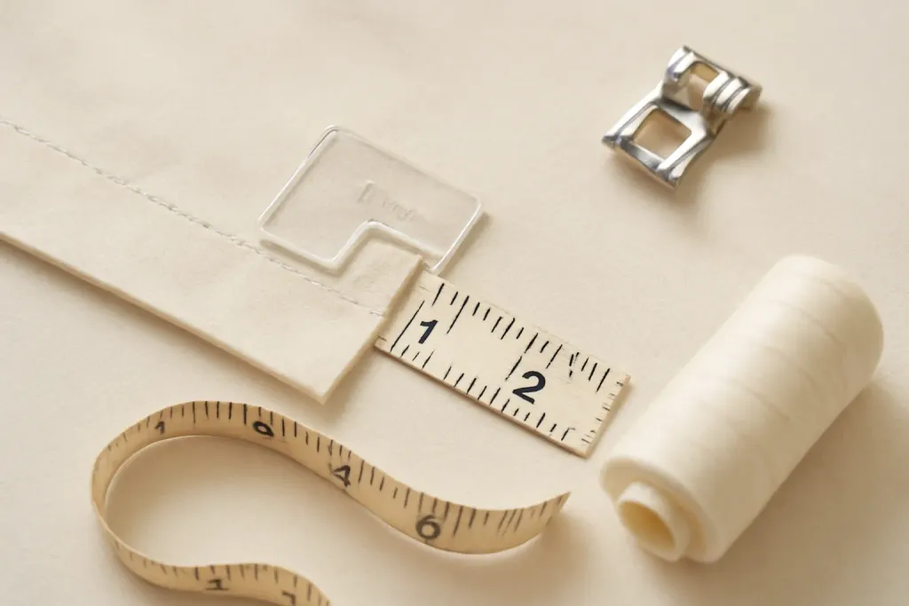 Close-up detail photo related to accurate seam allowances with guides and tape tricks