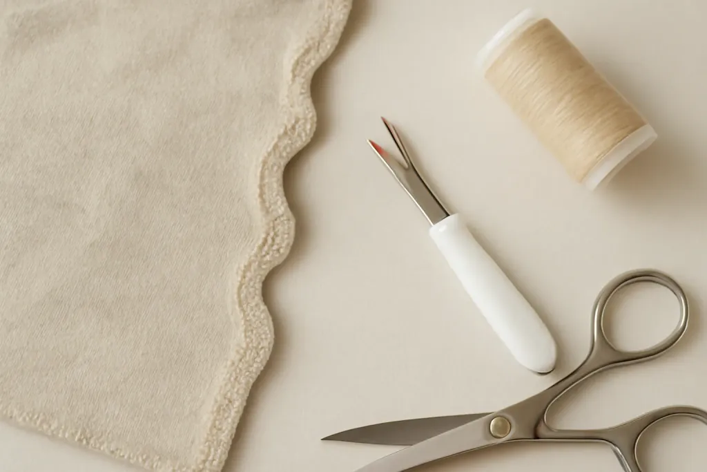 Close-up detail photo related to fixing wavy seams on knit fabrics causes and fixes