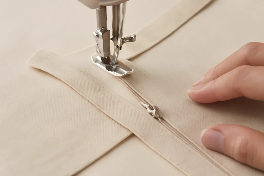 Close-up detail photo related to installing an invisible zipper that truly disappears