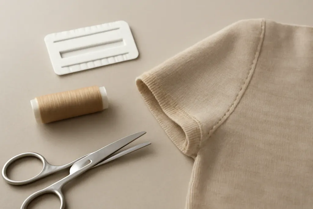 Close-up detail photo related to must have notions for sewing knits