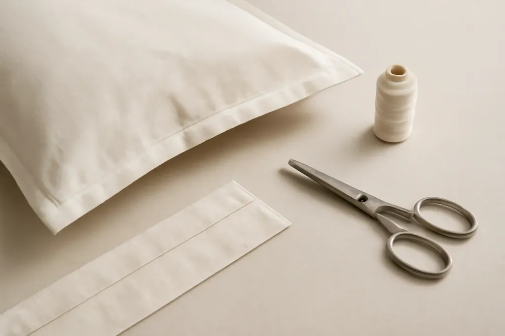 Close-up detail photo related to pillowcase with french seams in under an hour