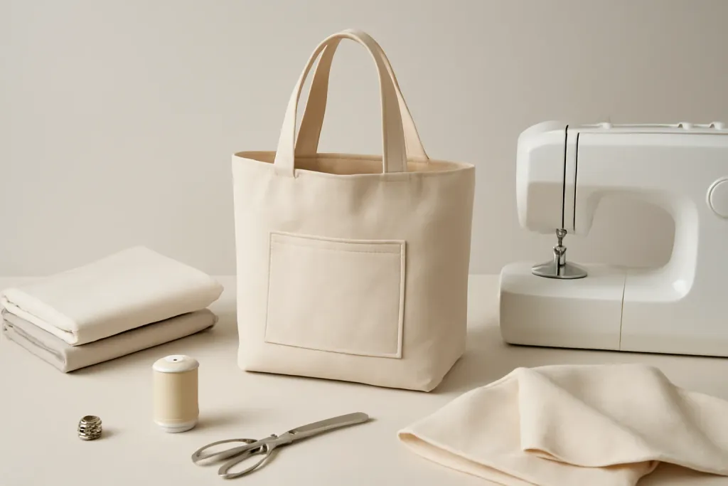 Editorial photo related to reversible tote bag with flat bottom and pocket