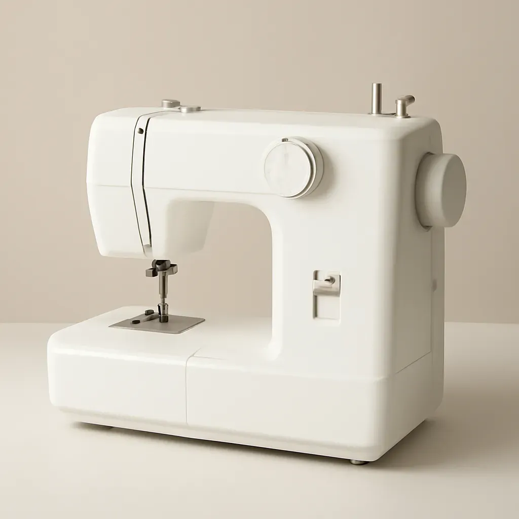 AI-generated editorial product photograph (not the exact linked listing) of beginner mechanical sewing machine